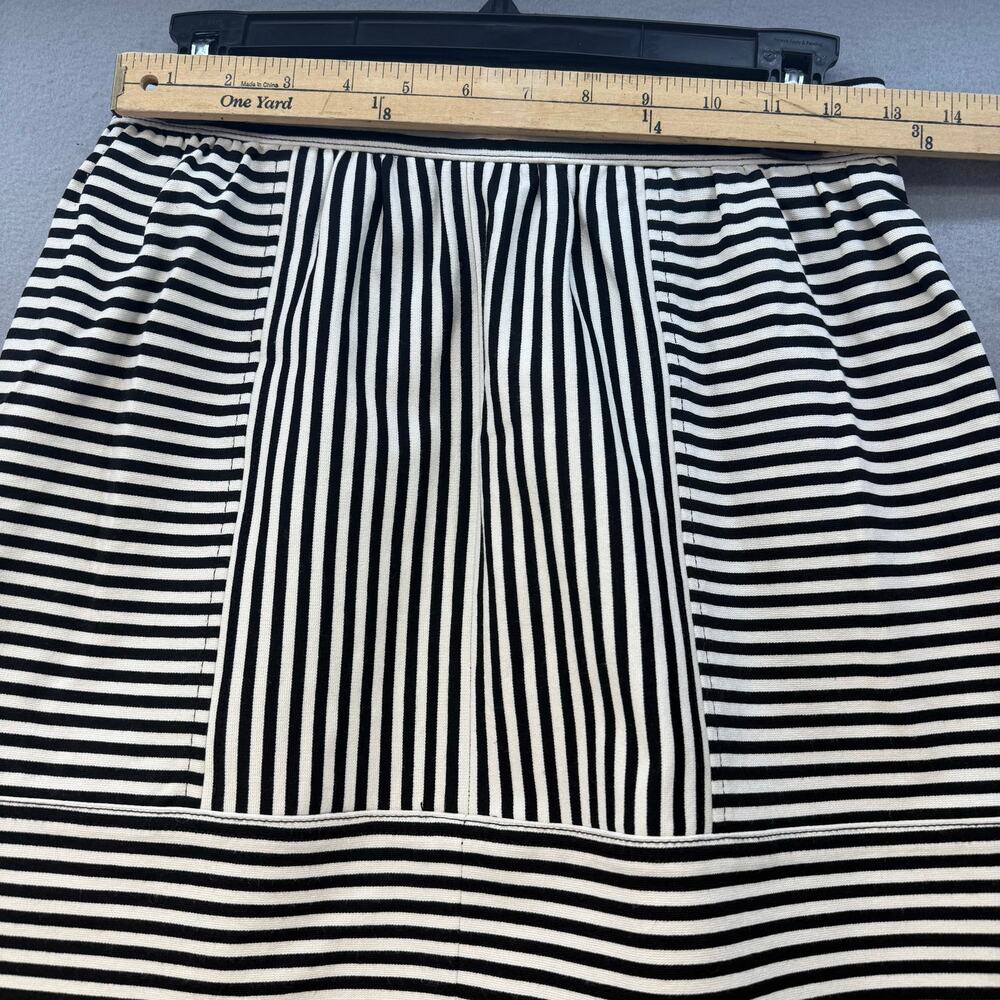 Madewell Women's Skirt Women's 2 Black White Striped Ponte Swivel Mini Preppy - Picture 6 of 9